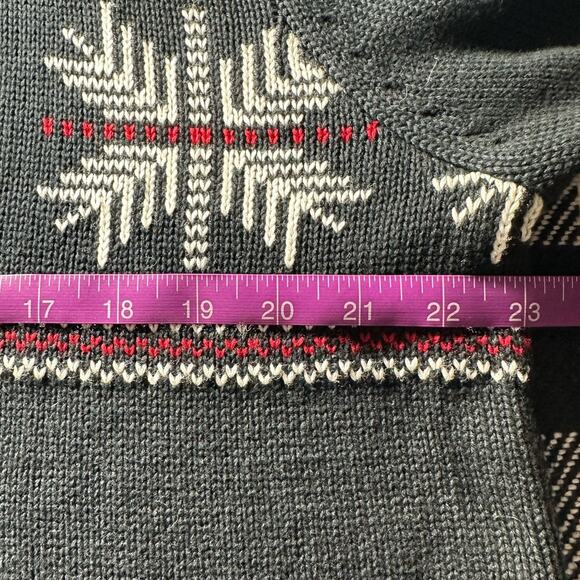 Chaps Ralph Lauren Quarter Zip Sweater Mock Neck Black Winter Snowflake Size L - Picture 4 of 5